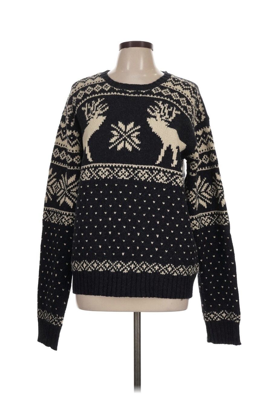 Polo Ralph Lauren Angora Cashmere Reindeer Wool Chunky Knit Snowflake Sweater L